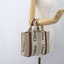 Chloe Woody La Tote Bag Canvas Leather Beige Brown Auth ka1346-20