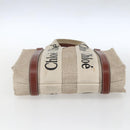Chloe Woody La Tote Bag Canvas Leather Beige Brown Auth ka1346-5