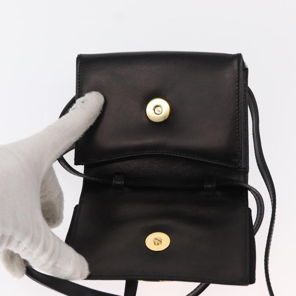 Salvatore Ferragamo Vala Shoulder Bag Leather Black Gold Auth ka135