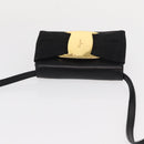 Salvatore Ferragamo Vala Shoulder Bag Leather Black Gold Auth ka135-6
