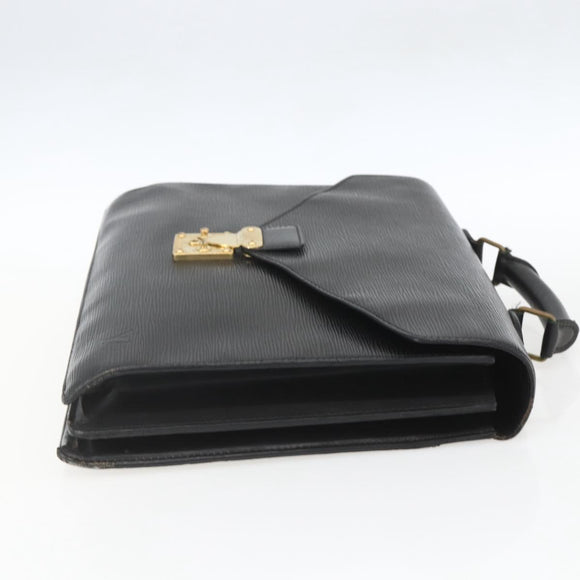 LOUIS VUITTON Epi ServietteConseiller Business Bag Black M54422 LV Auth ka1353