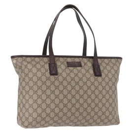 GUCCI GG Supreme Tote Bag PVC Beige Silver 181084 Auth ka1354