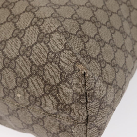 GUCCI GG Supreme Tote Bag PVC Beige Silver 181084 Auth ka1354