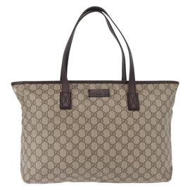 GUCCI GG Supreme Tote Bag PVC Beige Silver 181084 Auth ka1354 - 0