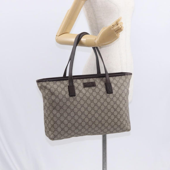 GUCCI GG Supreme Tote Bag PVC Beige Silver 181084 Auth ka1354