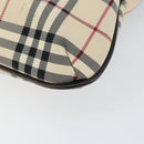 BURBERRY Nova Check Hand Bag Canvas Beige Silver Auth ka136-9