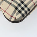 BURBERRY Nova Check Hand Bag Canvas Beige Silver Auth ka136-14