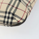 BURBERRY Nova Check Hand Bag Canvas Beige Silver Auth ka136-15