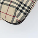 BURBERRY Nova Check Hand Bag Canvas Beige Silver Auth ka136-16
