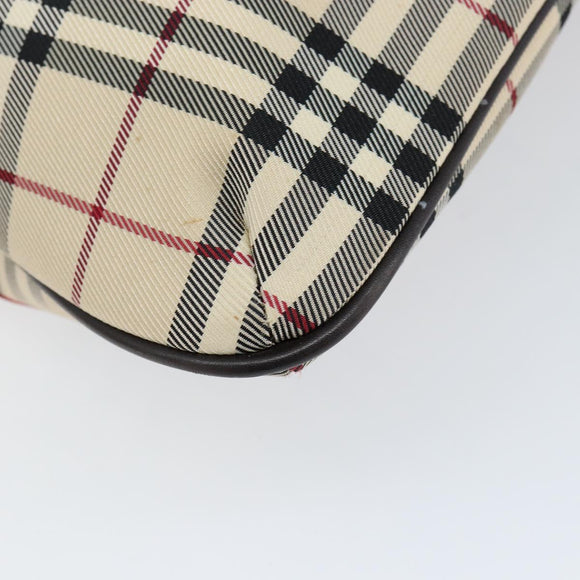 BURBERRY Nova Check Hand Bag Canvas Beige Silver Auth ka136
