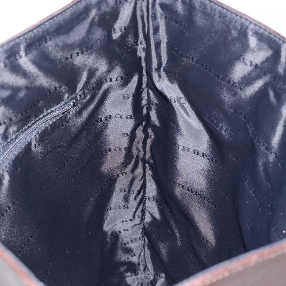 BURBERRY Nova Check Hand Bag Canvas Beige Silver Auth ka136