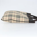 BURBERRY Nova Check Hand Bag Canvas Beige Silver Auth ka136-3
