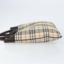 BURBERRY Nova Check Hand Bag Canvas Beige Silver Auth ka136-4