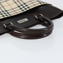 BURBERRY Nova Check Hand Bag Canvas Beige Silver Auth ka136-7