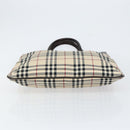 BURBERRY Nova Check Hand Bag Canvas Beige Silver Auth ka136-5
