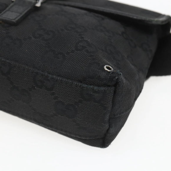 GUCCI GG Canvas Jackie Waist bag Black Silver 92543 Auth ka1363