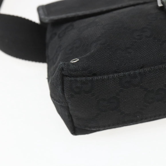 GUCCI GG Canvas Jackie Waist bag Black Silver 92543 Auth ka1363