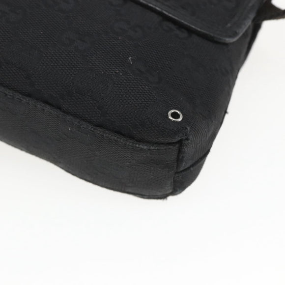 GUCCI GG Canvas Jackie Waist bag Black Silver 92543 Auth ka1363