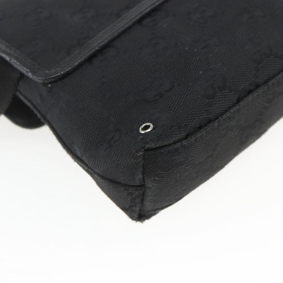 GUCCI GG Canvas Jackie Waist bag Black Silver 92543 Auth ka1363