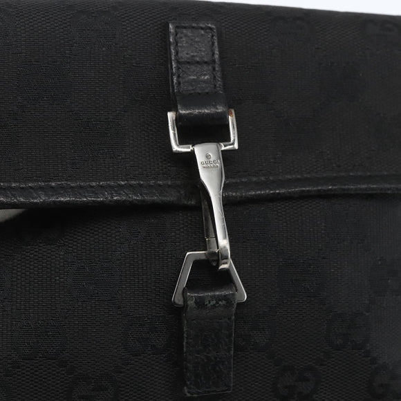 GUCCI GG Canvas Jackie Waist bag Black Silver 92543 Auth ka1363