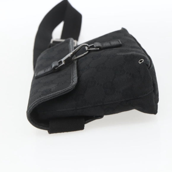 GUCCI GG Canvas Jackie Waist bag Black Silver 92543 Auth ka1363