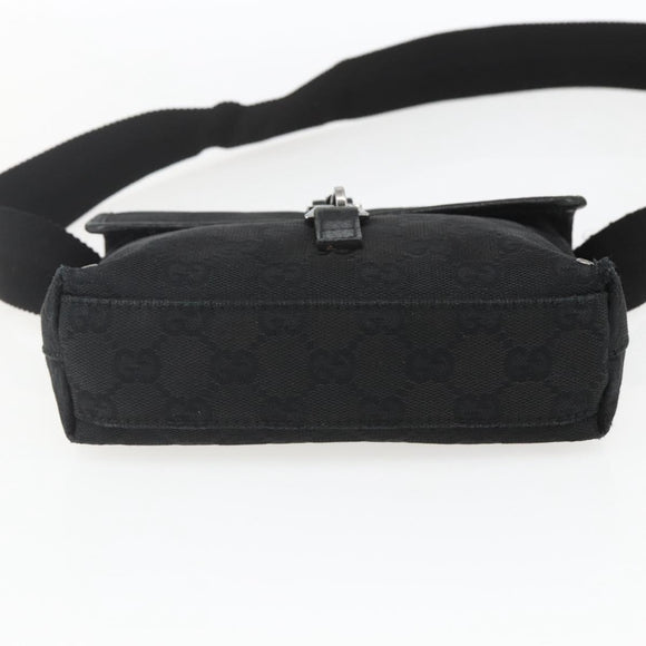 GUCCI GG Canvas Jackie Waist bag Black Silver 92543 Auth ka1363