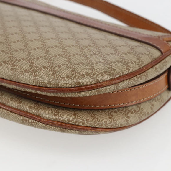 CELINE Macadam Canvas Shoulder Bag PVC Beige Gold Auth ka1364
