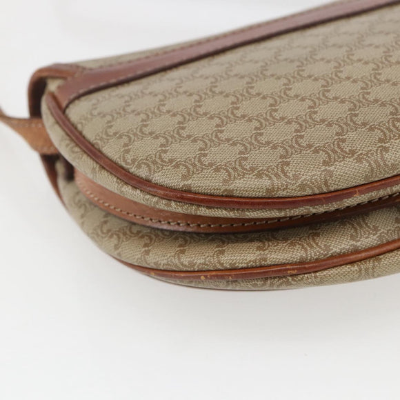 CELINE Macadam Canvas Shoulder Bag PVC Beige Gold Auth ka1364