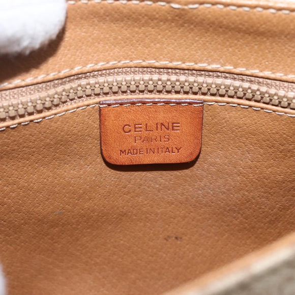 CELINE Macadam Canvas Shoulder Bag PVC Beige Gold Auth ka1364