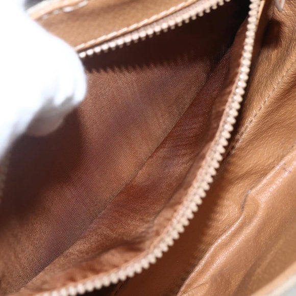 CELINE Macadam Canvas Shoulder Bag PVC Beige Gold Auth ka1364