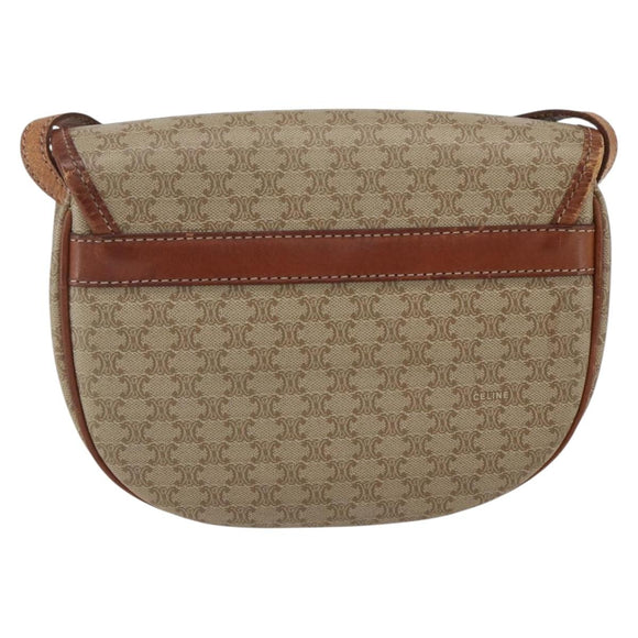 CELINE Macadam Canvas Shoulder Bag PVC Beige Gold Auth ka1364