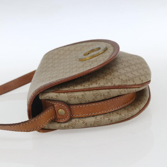 CELINE Macadam Canvas Shoulder Bag PVC Beige Gold Auth ka1364