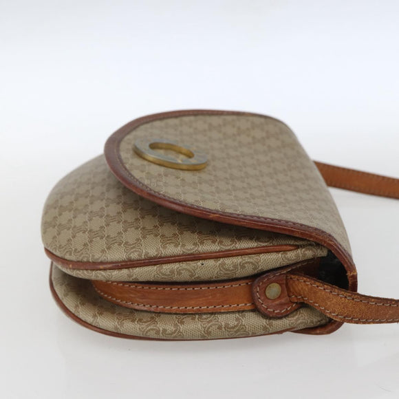 CELINE Macadam Canvas Shoulder Bag PVC Beige Gold Auth ka1364