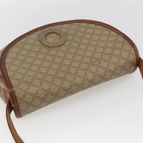 CELINE Macadam Canvas Shoulder Bag PVC Beige Gold Auth ka1364
