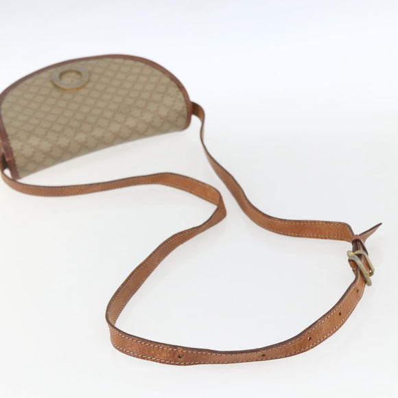 CELINE Macadam Canvas Shoulder Bag PVC Beige Gold Auth ka1364