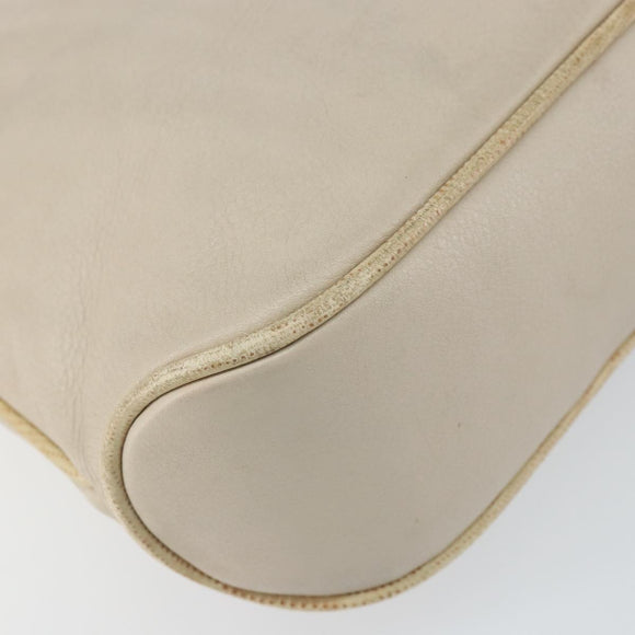 CELINE Shoulder Bag Leather Beige Gold Auth ka1365