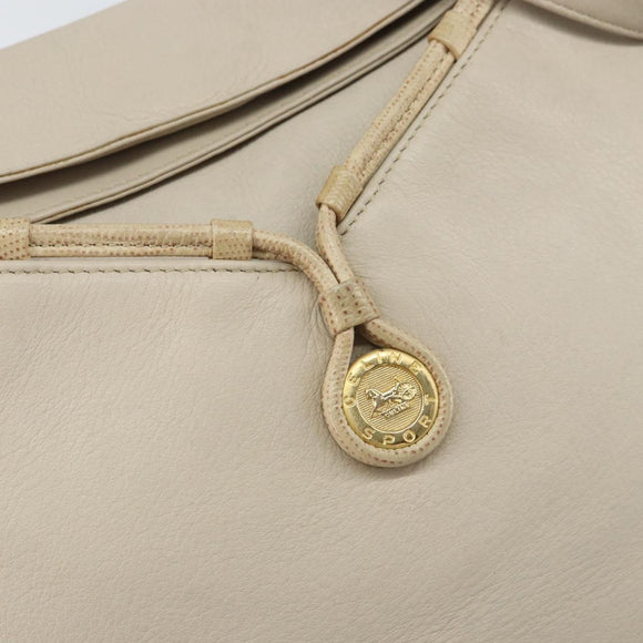 CELINE Shoulder Bag Leather Beige Gold Auth ka1365