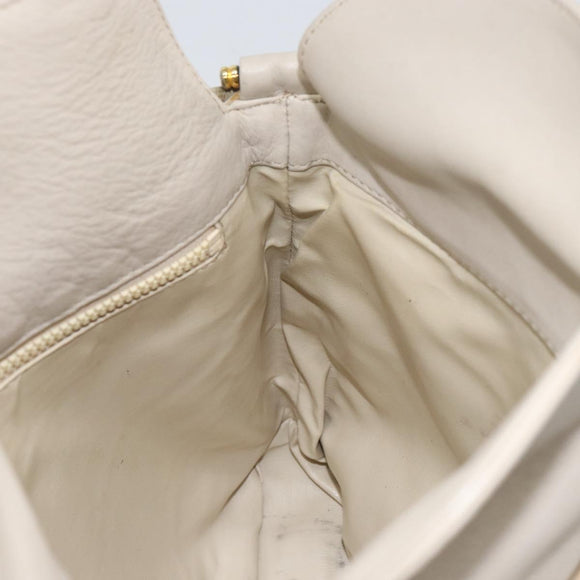 CELINE Shoulder Bag Leather Beige Gold Auth ka1365