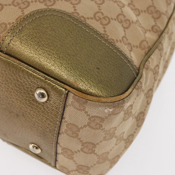 GUCCI GG Canvas Tote Bag Beige Gold 163805 Auth ka1366