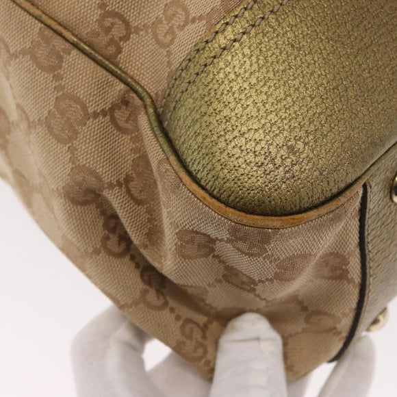 GUCCI GG Canvas Tote Bag Beige Gold 163805 Auth ka1366