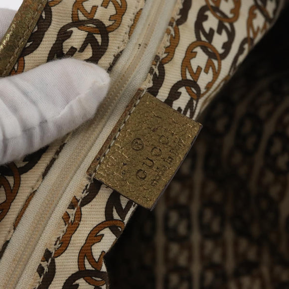 GUCCI GG Canvas Tote Bag Beige Gold 163805 Auth ka1366