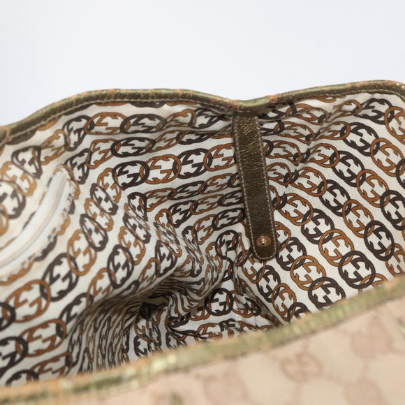 GUCCI GG Canvas Tote Bag Beige Gold 163805 Auth ka1366