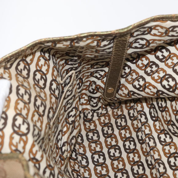 GUCCI GG Canvas Tote Bag Beige Gold 163805 Auth ka1366
