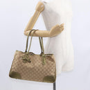 GUCCI GG Canvas Tote Bag Beige Gold 163805 Auth ka1366-21