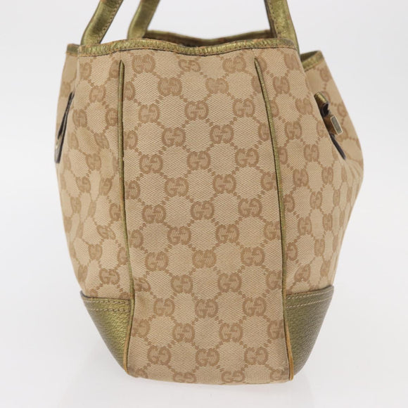 GUCCI GG Canvas Tote Bag Beige Gold 163805 Auth ka1366