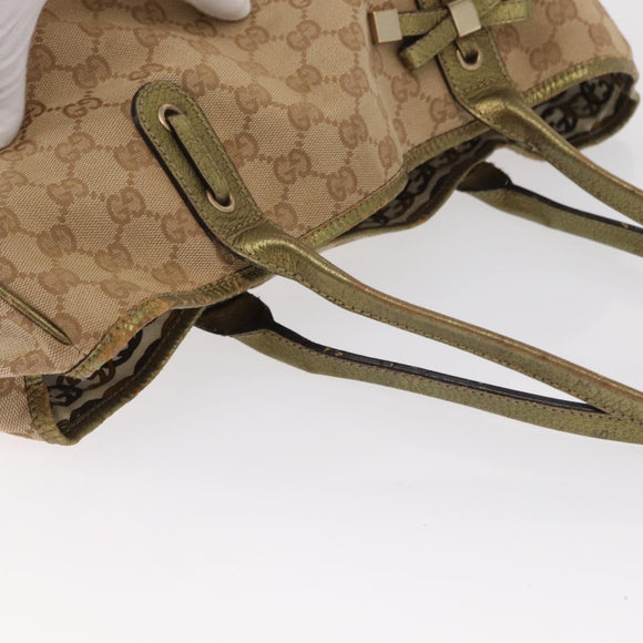 GUCCI GG Canvas Tote Bag Beige Gold 163805 Auth ka1366