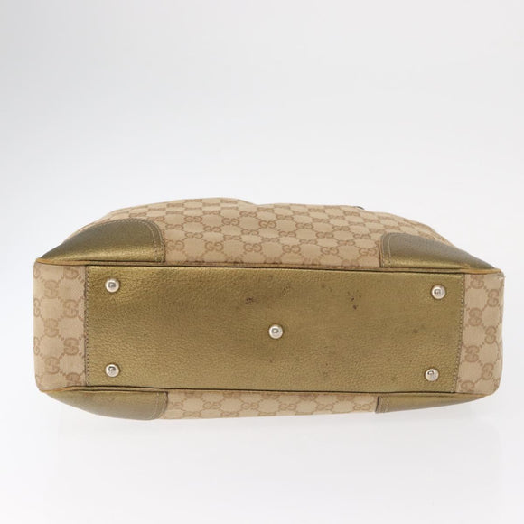 GUCCI GG Canvas Tote Bag Beige Gold 163805 Auth ka1366