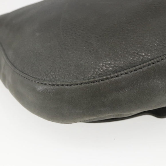 FENDI Shoulder Bag Suede Gray Gold Auth ka1367