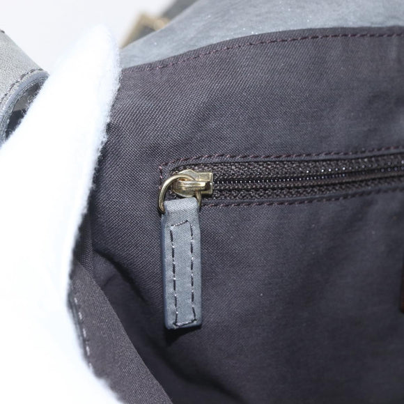 FENDI Shoulder Bag Suede Gray Gold Auth ka1367