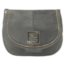 FENDI Shoulder Bag Suede Gray Gold Auth ka1367-2